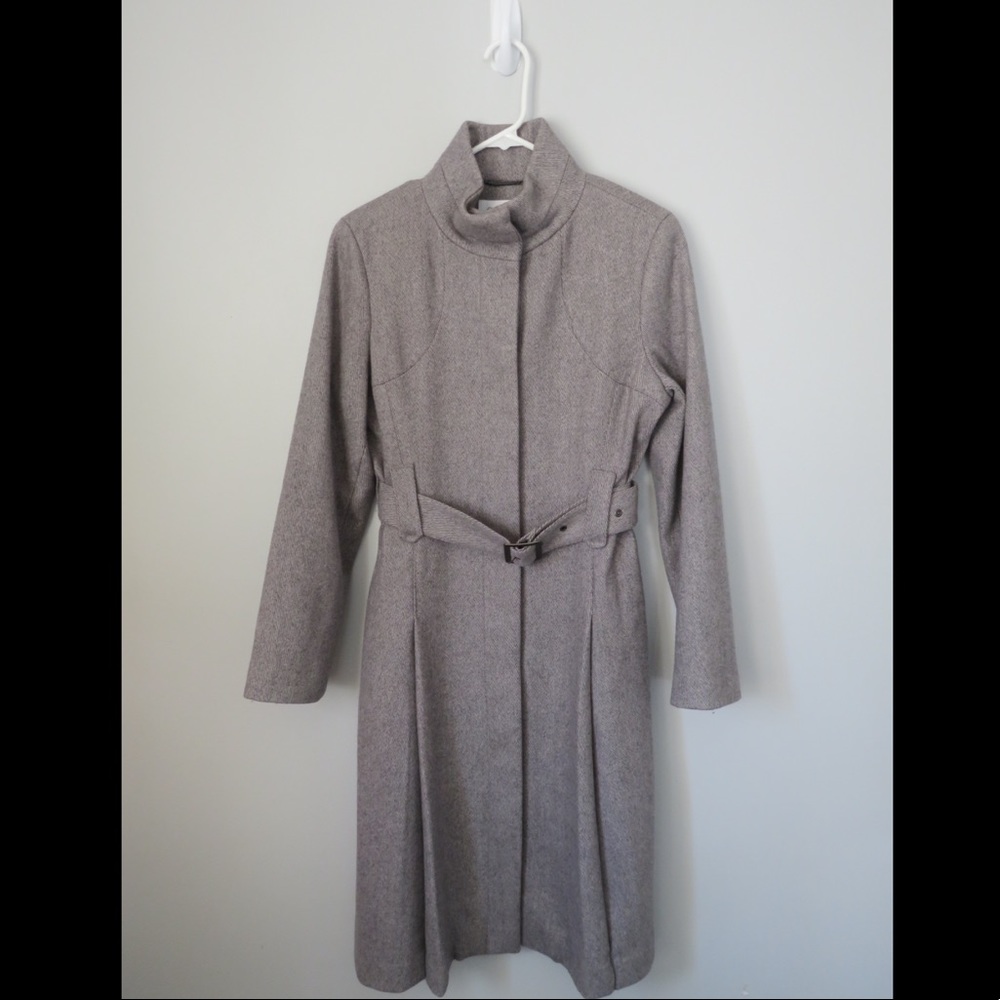 Calvin Klein Wool Blend Belted Coat, 6